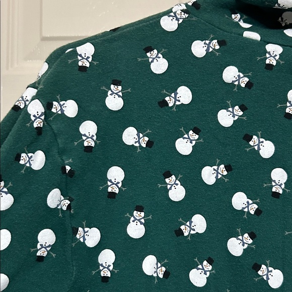 White Stag Forest Green Snowman Top Cotton Winter Cute Fun Medium or Large - Picture 10 of 12